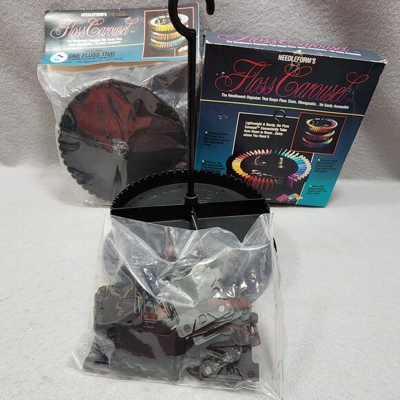 Needleform's Floss Carousel Base, Tray, Handle, Dust Cover And Extra Tray NOS - Picture 2 of 6